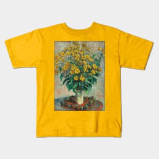 Jerusalem Artichoke Flowers by Claude Monet Kids T-Shirt